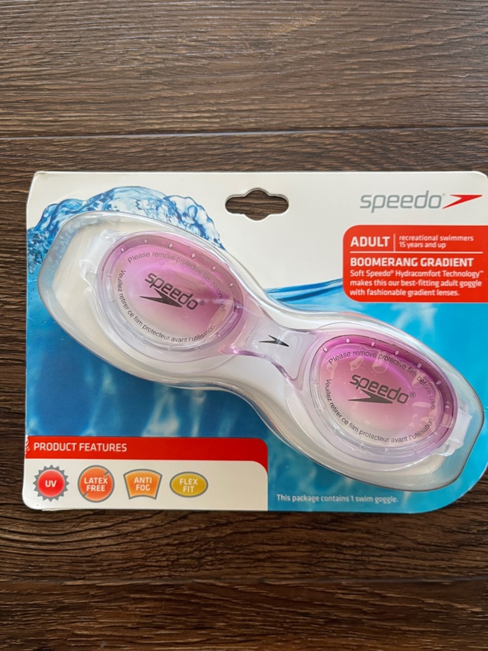 Speedo Adult Boomerang Gradient Swim Goggles - Pink/Purple